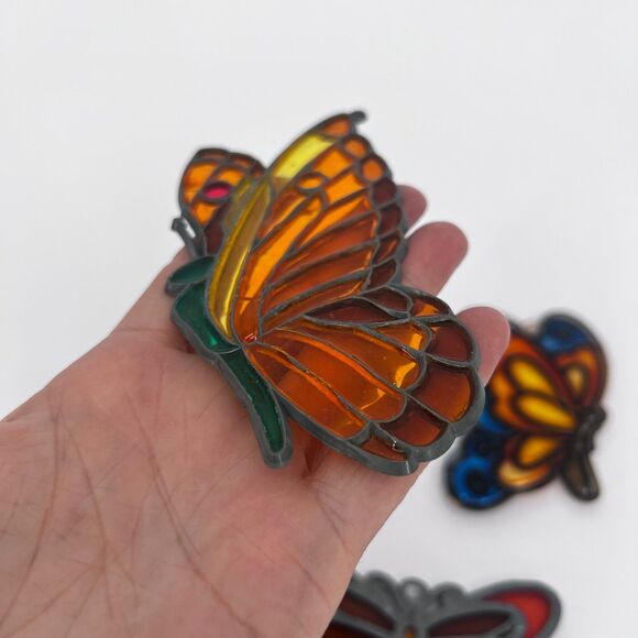 Lot of 3 Butterfly Suncatchers Stained Glass Look Colorful Window Decoration - Picture 4 of 6